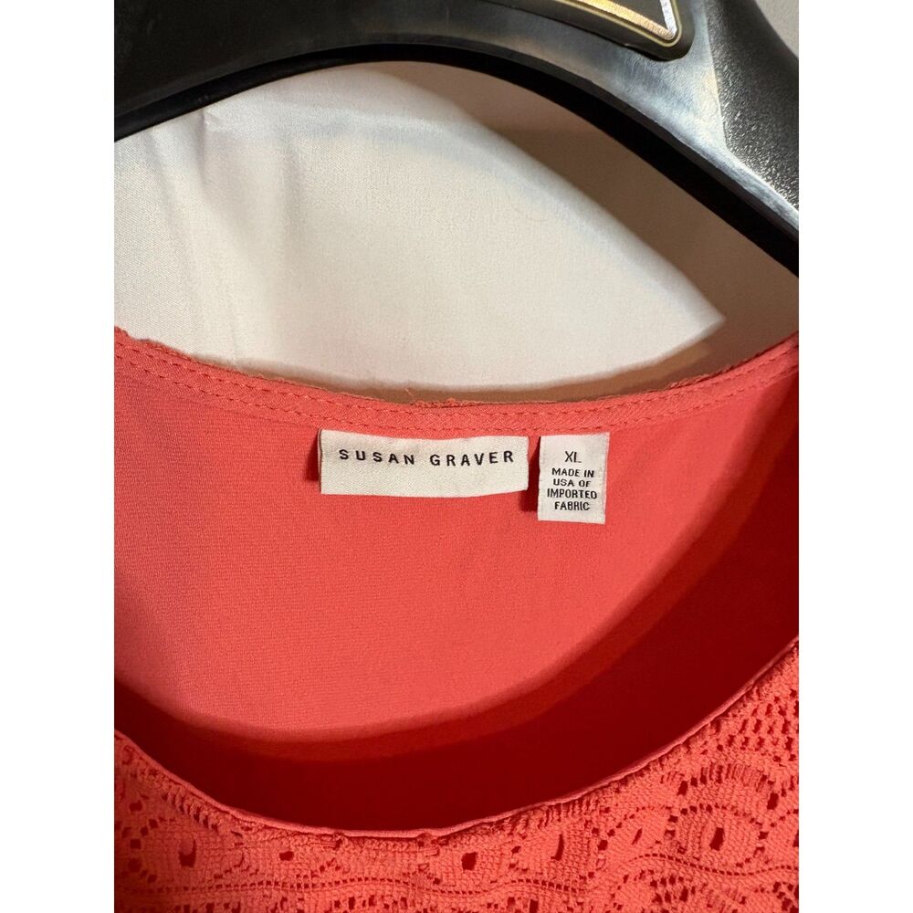 Women's Susan Graver Coral Lace Cold Shoulder Sleeveless Blouse Top